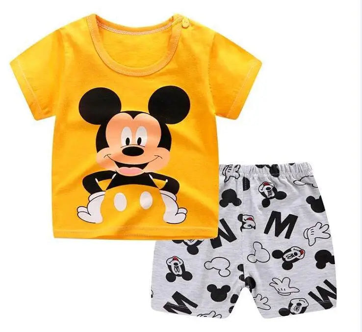 2021 Casual Baby Kids Sport Clothing Disney Mickey Mouse Clothes Sets for Boys Costumes 100% Cotton Baby Clothes 9M -4 Years Old