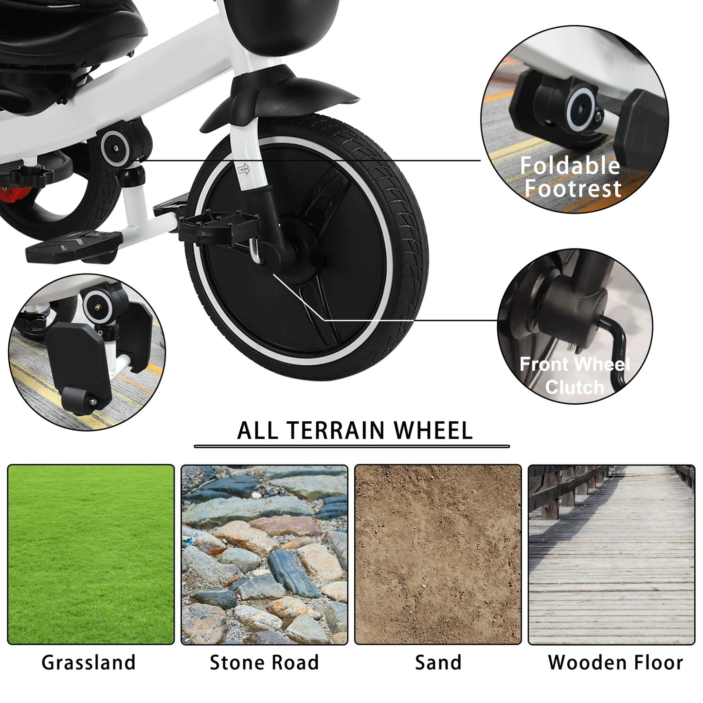 Ubravoo Baby Stroller Tricycle Ride Bike , 5-in-1, Adjustable Canopy