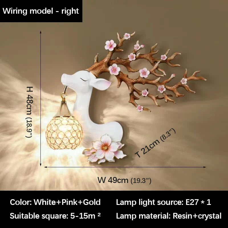 TYLA Contemporary Deer Wall Light LED Creative Plum Blossom Decor Resin Sconce Lamp for Home Living Room Bedroom Corridor