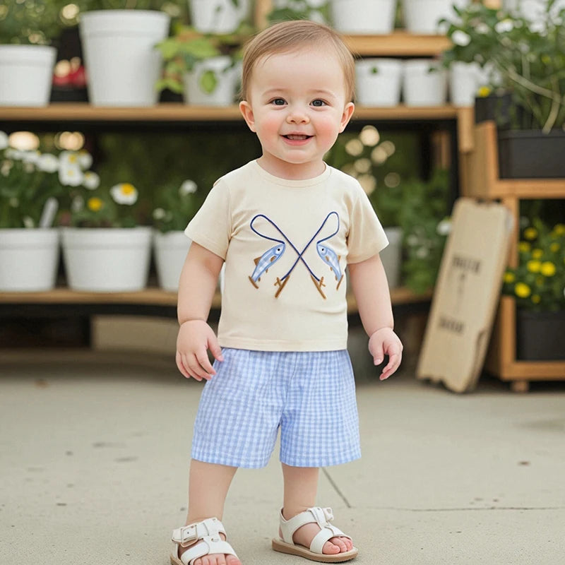 Toddler Boys Casual Outfits Dinosaur Print Short Sleeve T-Shirt and Elastic Waist Shorts Set for Summer 2 Piece Clothing Set