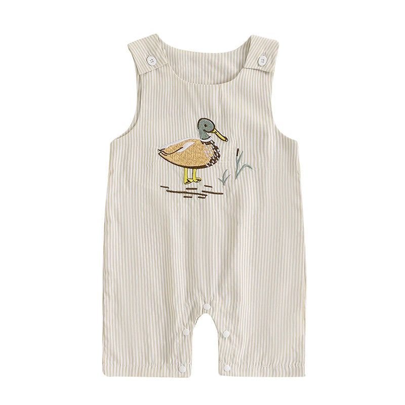 Cute Cartoon Animal Print Sleeveless Baby Rompers Jumpsuits with Button Closure for Newborn Boys and Girls