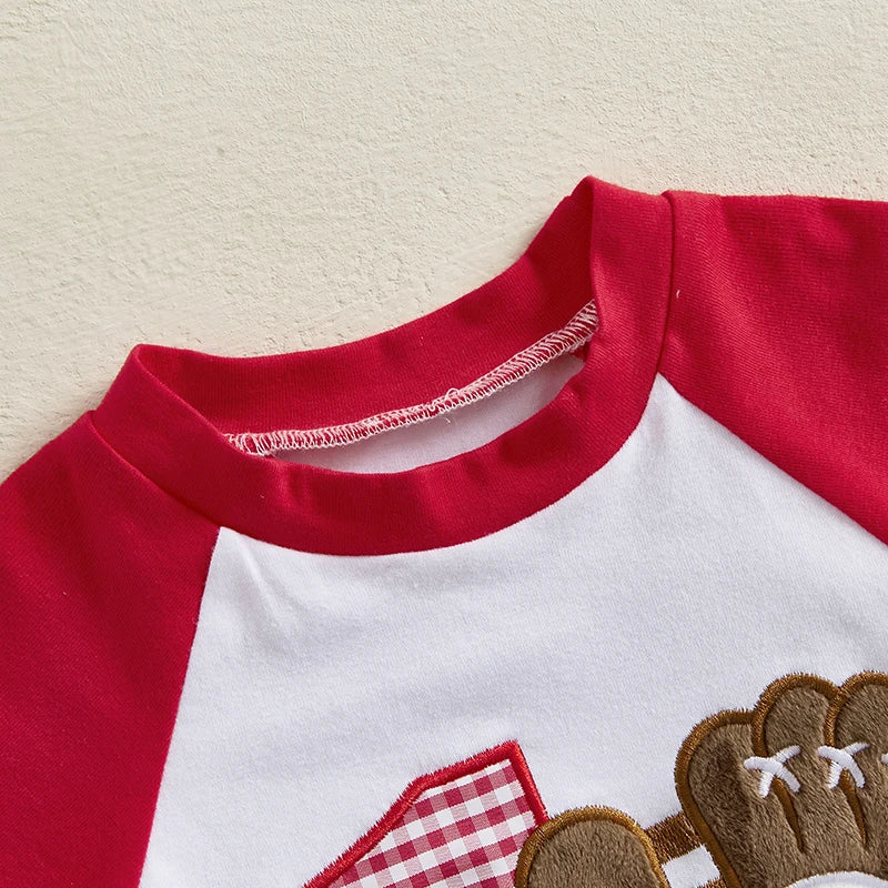 Adorable Baby Birthday Outfit Baseball Embroidery Tee and Plaid Shorts Set for Toddler Girl or Boy - Stylish and Fun Clothing