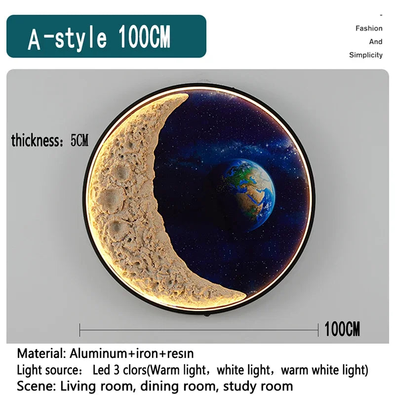 KARLOS Modern Picture Wall Light outer space LED Mural Lamp 1 meter diameter Living Room Bedroom Children's room Decor Painting
