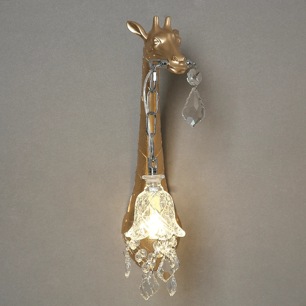 Hot sales Resin Giraffe LED Wall Lamp For Bedside Lighting Corridor Living Room Decor Light G9 Bulb Golden Lamp Body