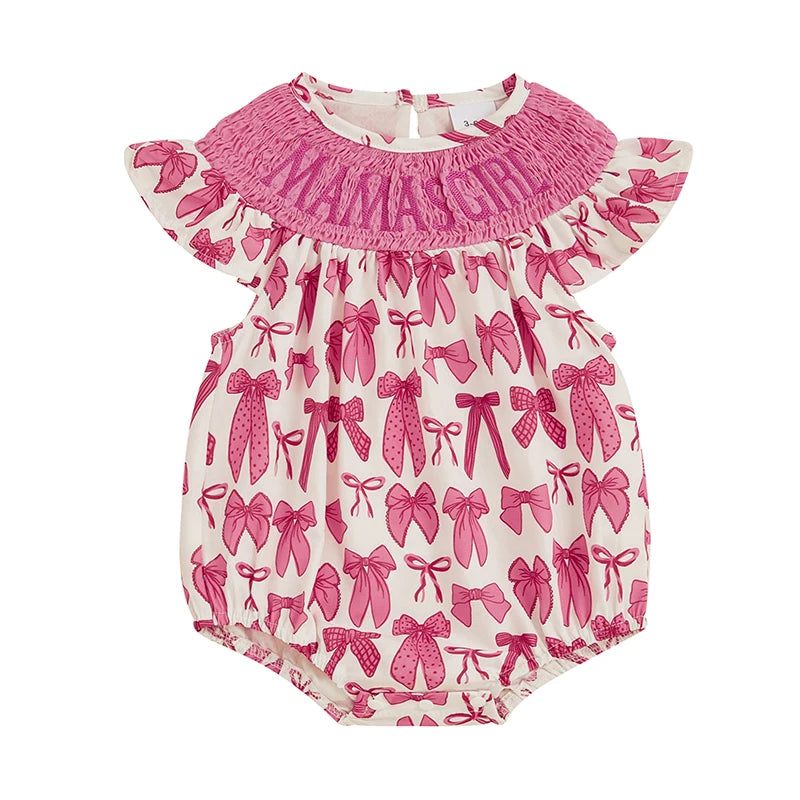 Adorable Baby Girls Rompers with Cute Bow Detailing and Floral Print Round Neckline and Fly Sleeves Perfect Infant Bodysuits