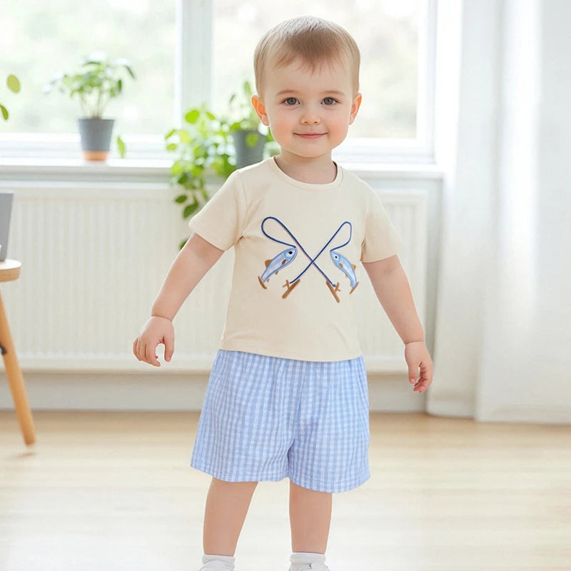 Toddler Boys Casual Outfits Dinosaur Print Short Sleeve T-Shirt and Elastic Waist Shorts Set for Summer 2 Piece Clothing Set