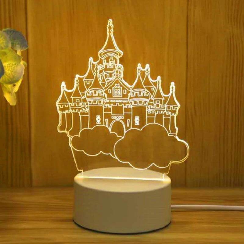 Romantic 3D Led Lamp warmwhite Acrylic LED Night Lights for Bedroom Decoration Kids Children's Bedside Lamp Wedding Party Favors