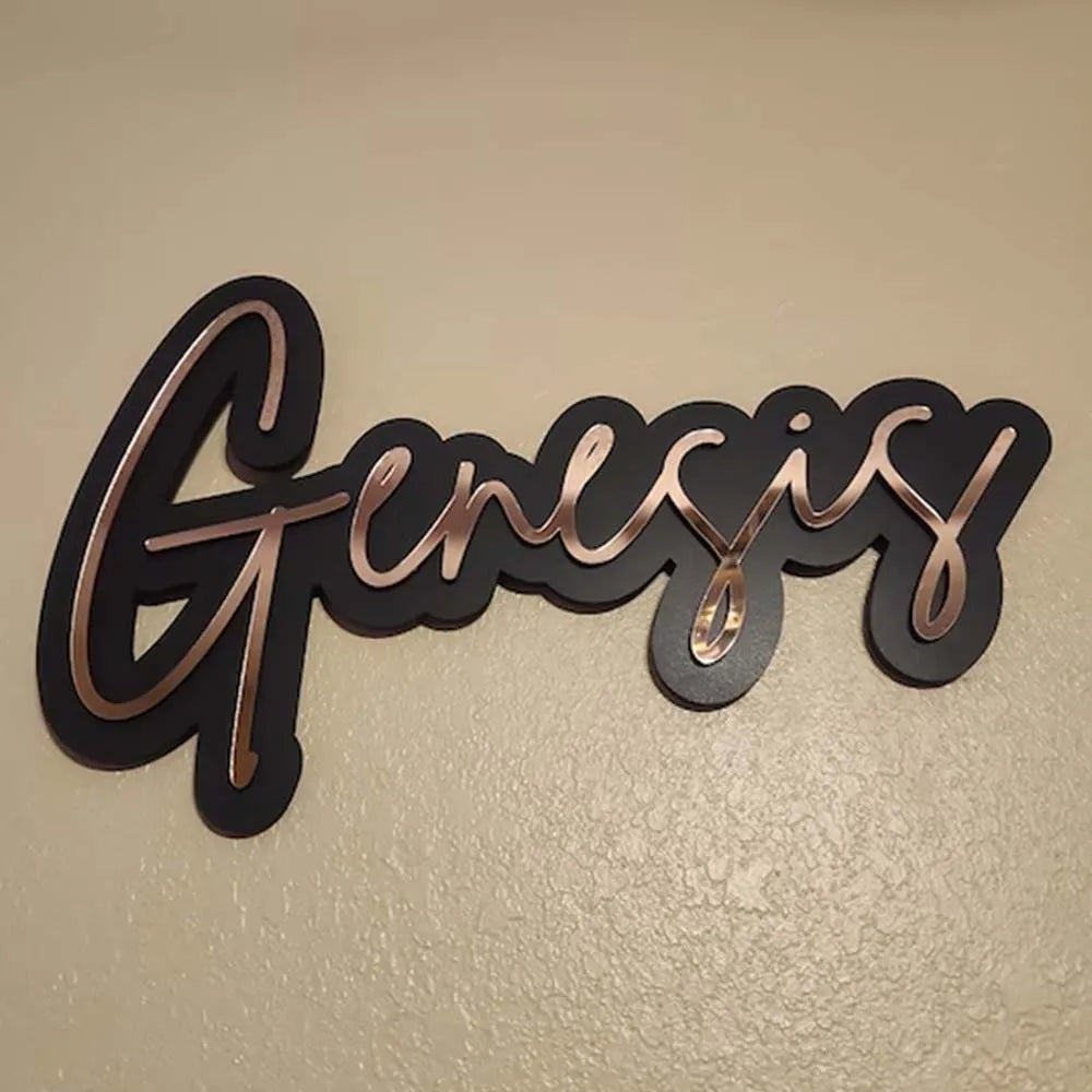 3D Custom Baby Name Sign Bilayer Acrylic Name Plate Mirror Acrylic Nursery Decor Teen Bedroom Wall Plate Decor Laser Cut Name