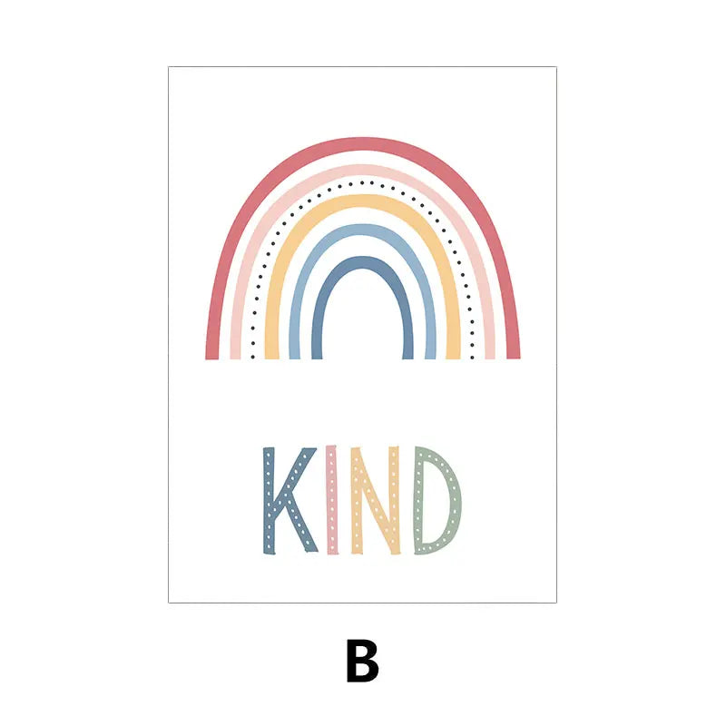 Cute Sun Rainbow Cloud Canvas Art Print Simple Educational Quotes Wall Poster Kids Room Nursery Modern Home Decor Picture