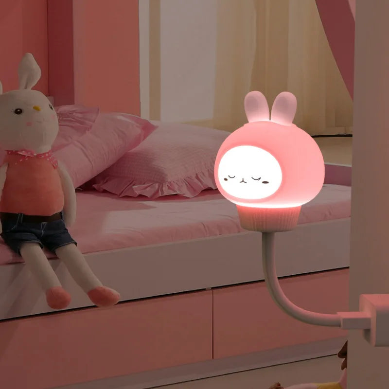 USB Night Light LED Cute Cartoon Night Lamp Bear Chick Kitten for Baby Kid Bedroom Decoration Bedside Lamp