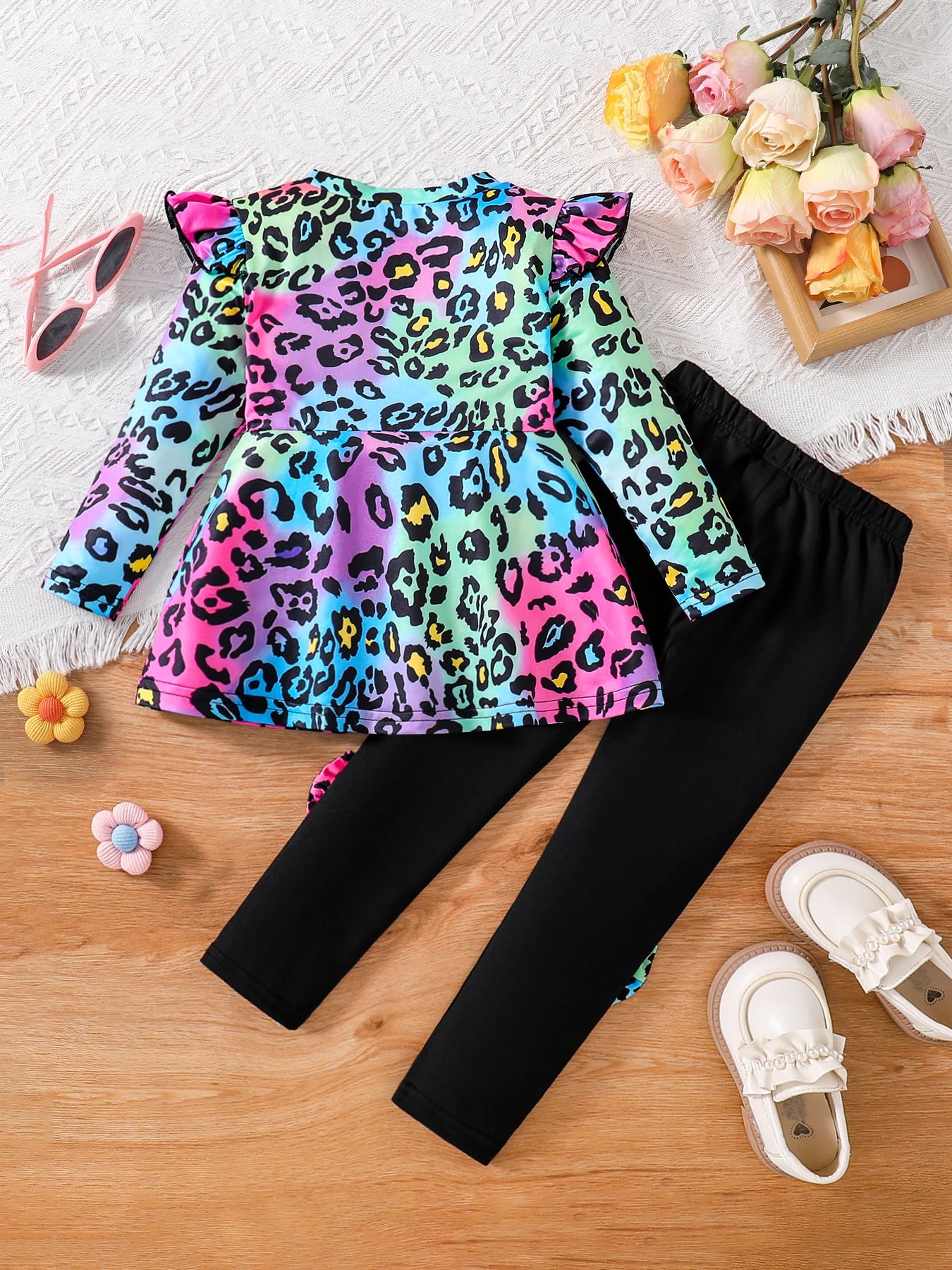 Spring and autumn girl's fashion casual dress set