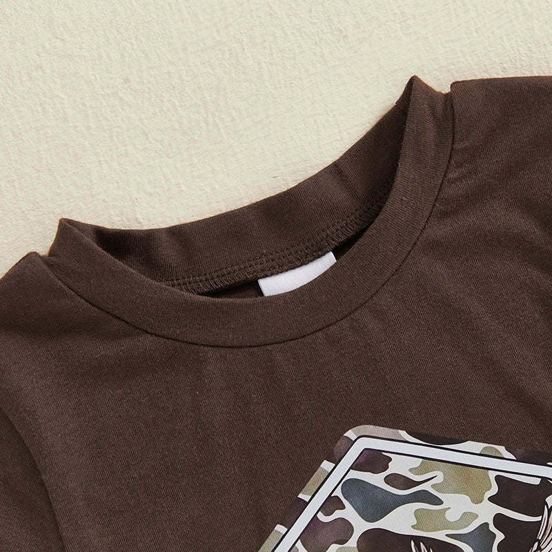 Infant Boy s Stylish Summer Ensemble Camo Print Crew Neck Tee with Matching Shorts - 2 Piece Set for Your Little Guy