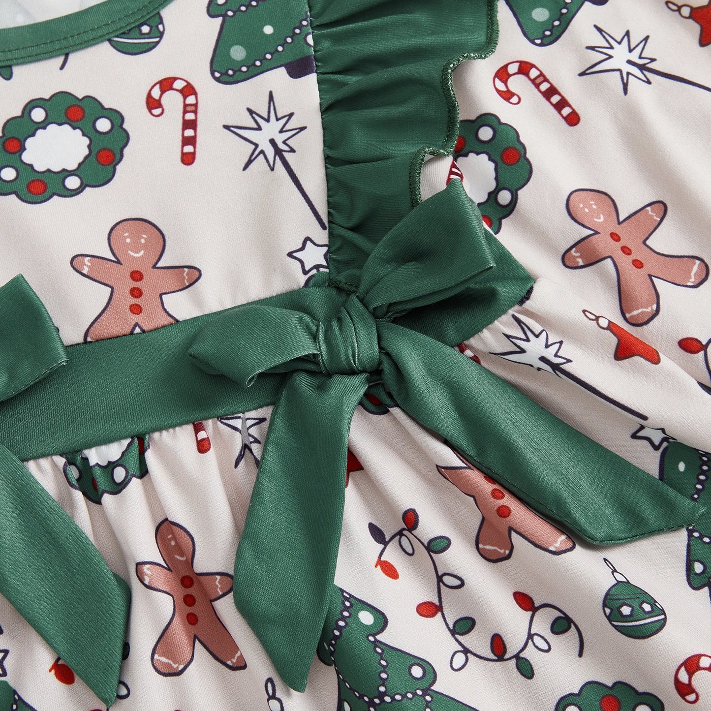 Kid Girls Christmas Outfit, Long Sleeve Tree Print