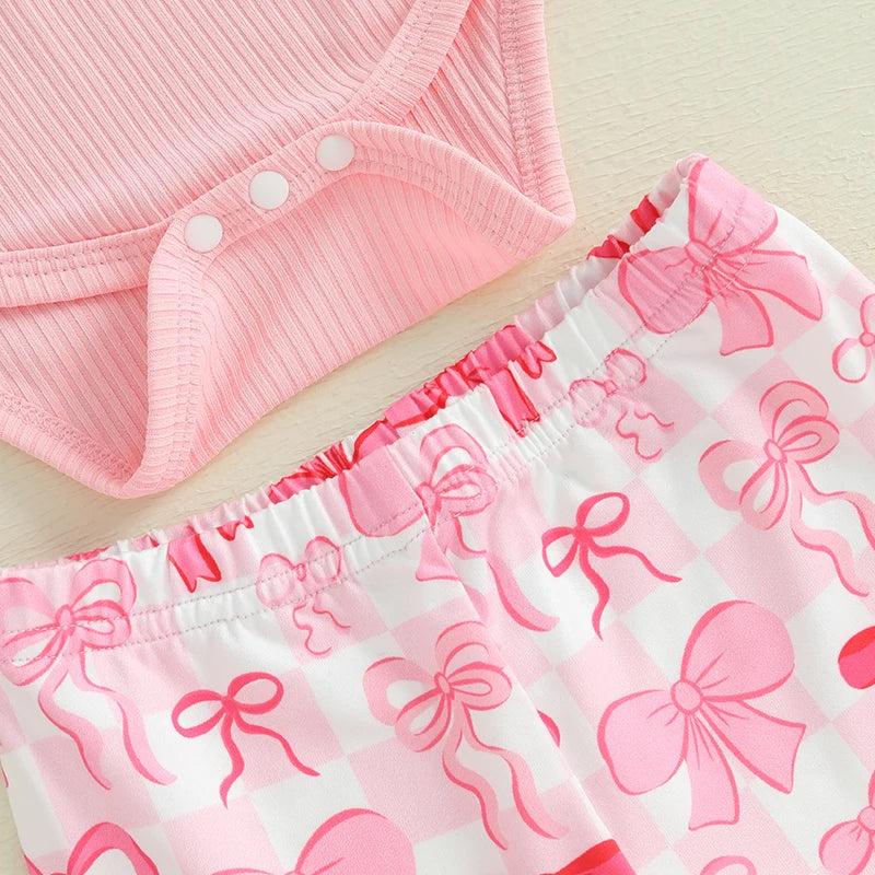 Toddler Girls 3-Piece Outfit Set with Ruffle Sleeve Romper Floral Print Bell Bottom Pants and Matching Headband