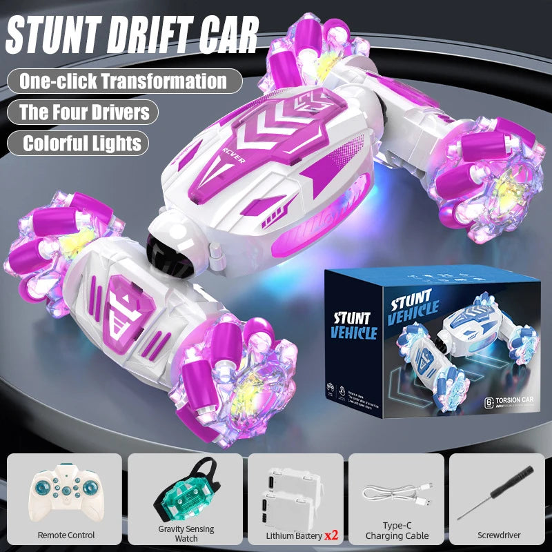2.4G Remote Control Twist Stunt Car with Lights Sounds RC Drift Car