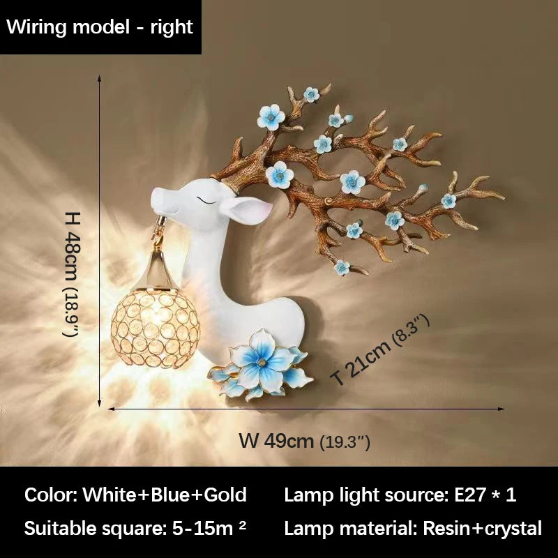 TYLA Contemporary Deer Wall Light LED Creative Plum Blossom Decor Resin Sconce Lamp for Home Living Room Bedroom Corridor