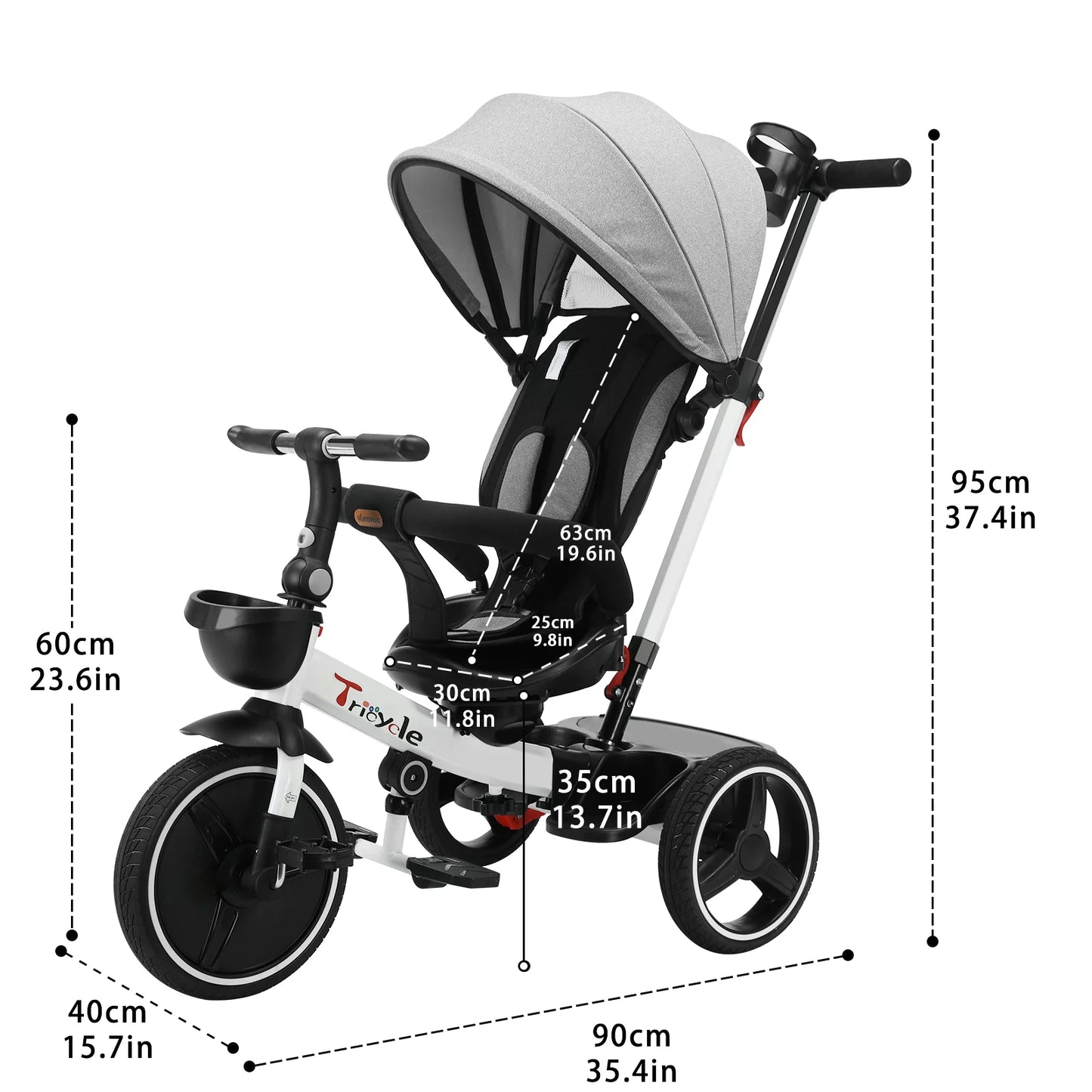 Ubravoo Baby Stroller Tricycle Ride Bike , 5-in-1, Adjustable Canopy