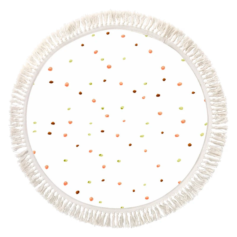 Baby Play Mat Nursery Carpet Bedroom Round Rug Cute Bedside Rugs Tassel Carpets Children Room Decor Floor Mats Ковер שָׁטִיחַ