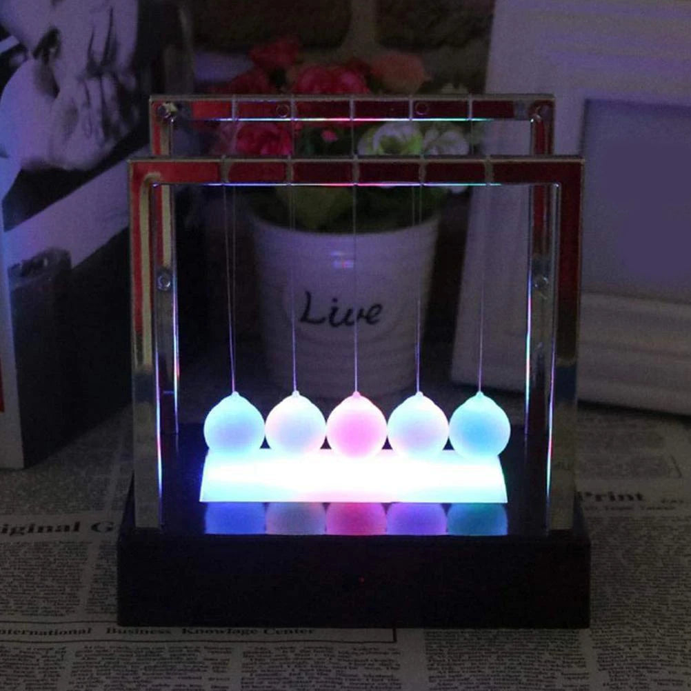 Newtons Swing Ball LED Light Up Newtons Science Kids Toys Balance Balls Desk Toys Home and Office Decor