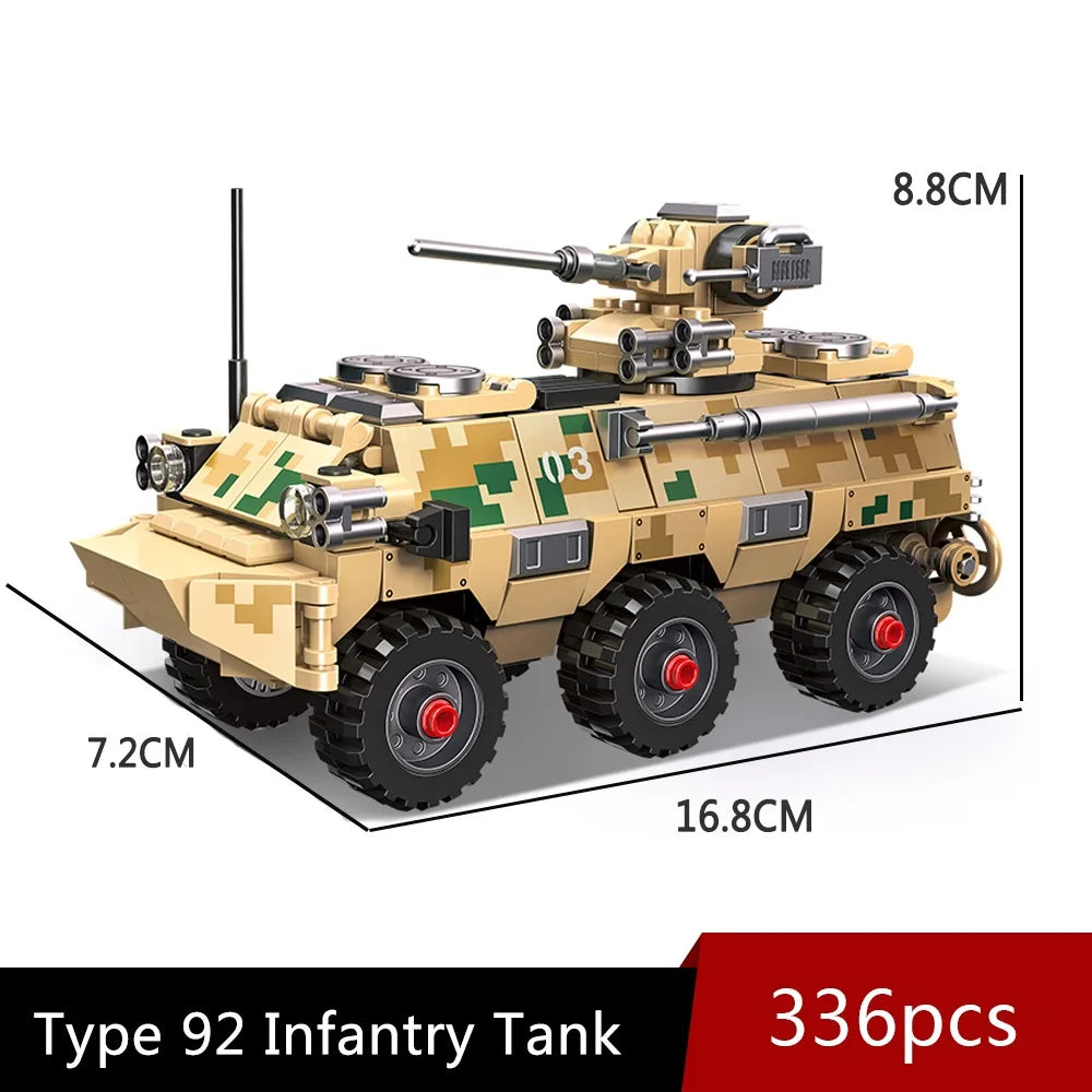 Military Technical Type 92 Infantry Fighting Vehicle moc Building Block bricks model toy for gifts Christmas 336pcs