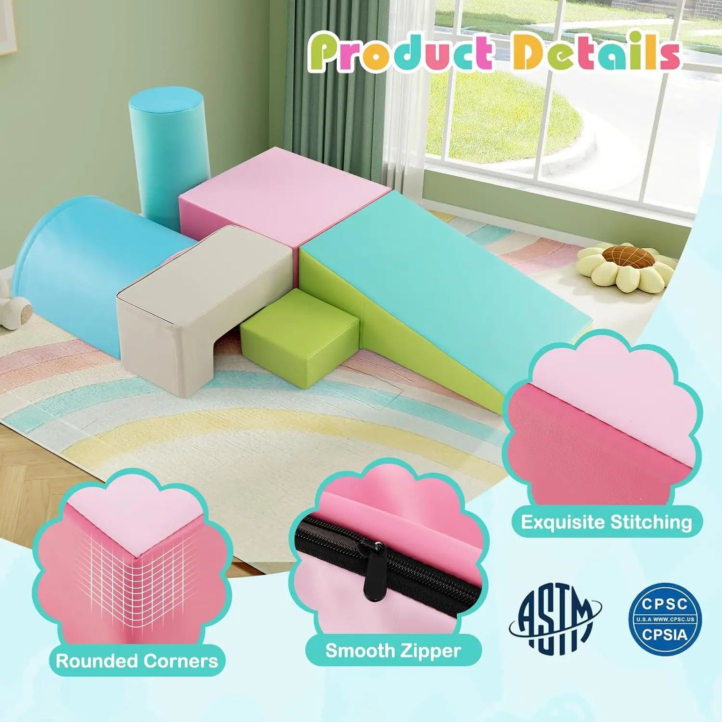 6-Piece Climb and Crawl Playset, Soft Climbing Foam Blocks