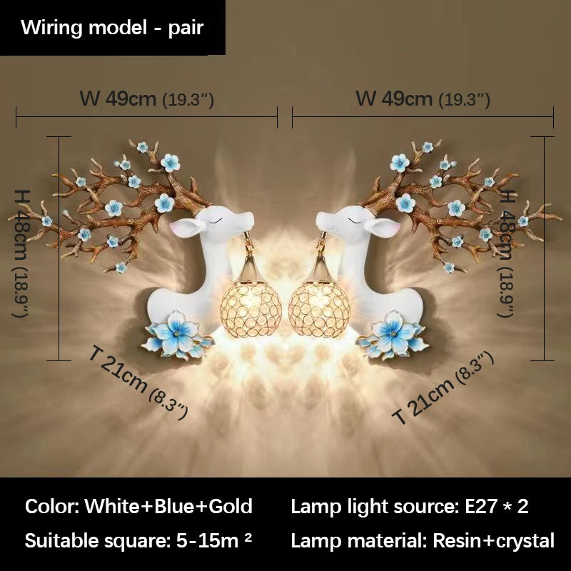 TYLA Contemporary Deer Wall Light LED Creative Plum Blossom Decor Resin Sconce Lamp for Home Living Room Bedroom Corridor