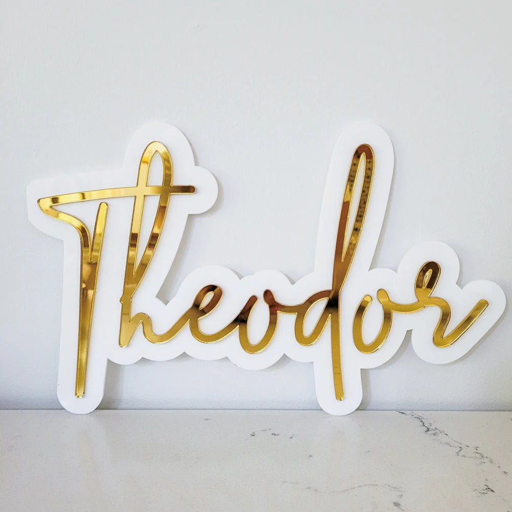 3D Custom Baby Name Sign Bilayer Acrylic Name Plate Mirror Acrylic Nursery Decor Teen Bedroom Wall Plate Decor Laser Cut Name