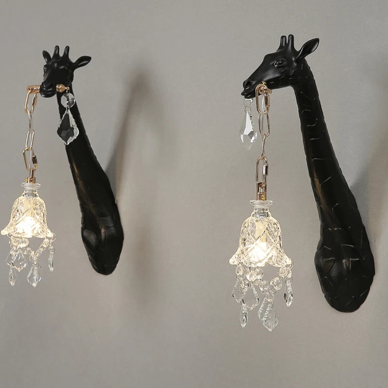 Hot sales Resin Giraffe LED Wall Lamp For Bedside Lighting Corridor Living Room Decor Light G9 Bulb Golden Lamp Body