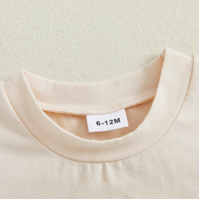 Girls Shorts Set Short Sleeve Crew Neck T-shirt with Shorts