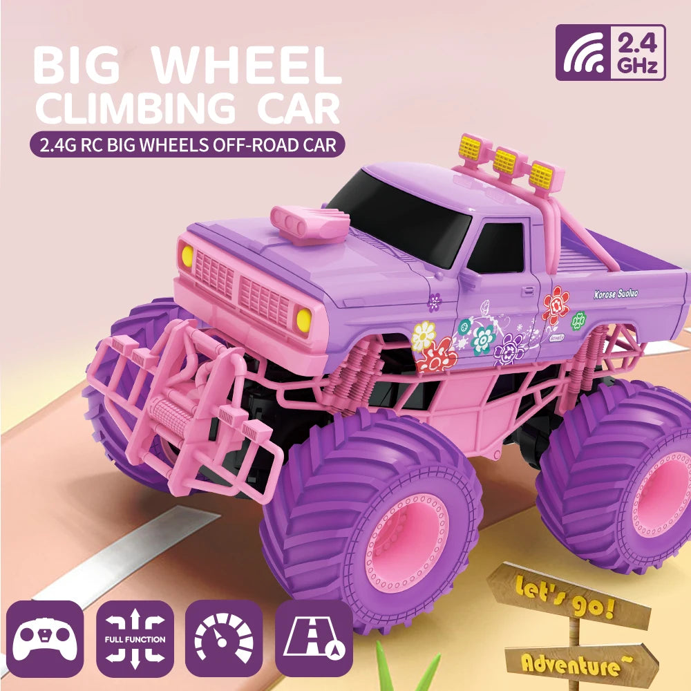 RC Car Electric Drive Off-Road Big Wheel 2.4G Cross-Country High Speed Purple Remote Control Truck