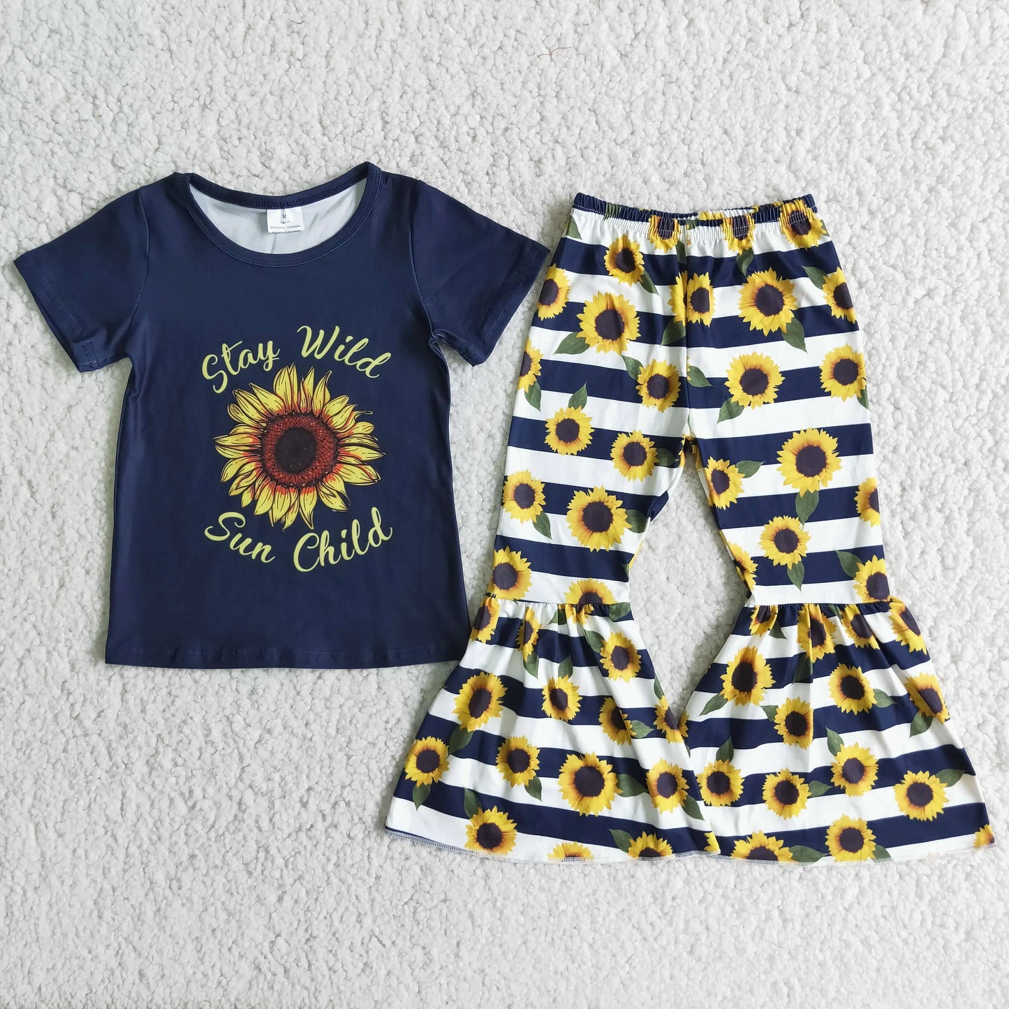 Hot Sale Baby Girls Clothes Short Sleeve Tops Bell Pants Sets Western Kids Clothes Fashion Toddler Girls Clothing Wholesale New