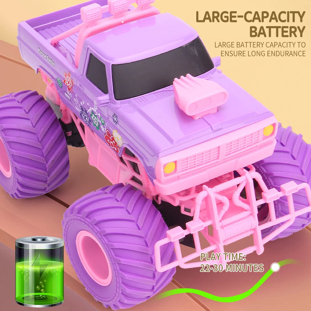 RC Car Electric Drive Off-Road Big Wheel 2.4G Cross-Country High Speed Purple Remote Control Truck