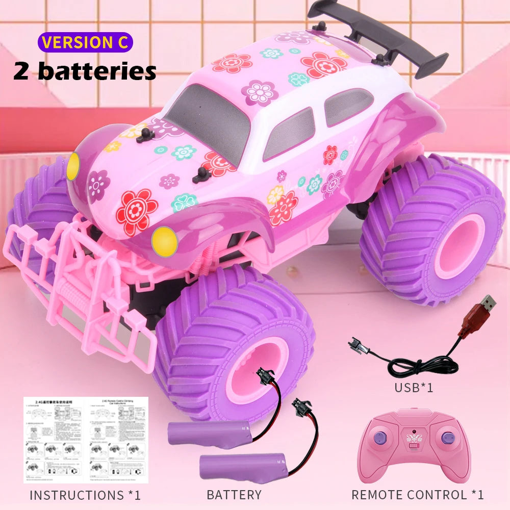 RC Car Electric Drive Off-Road Big Wheel 2.4G Cross-Country High Speed Purple Remote Control Truck
