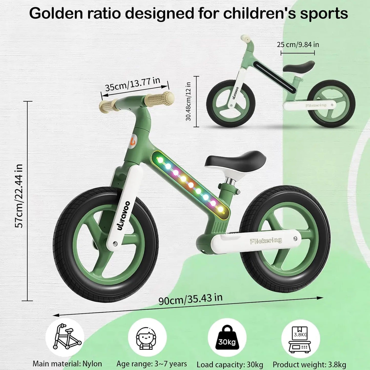 Balance Training Bicycle with Colorful Lights