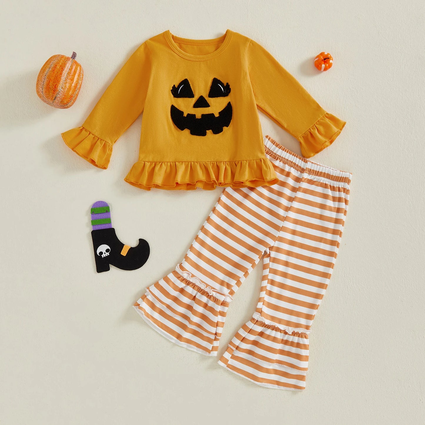 Autumn Halloween Toddler Girls Pants Set