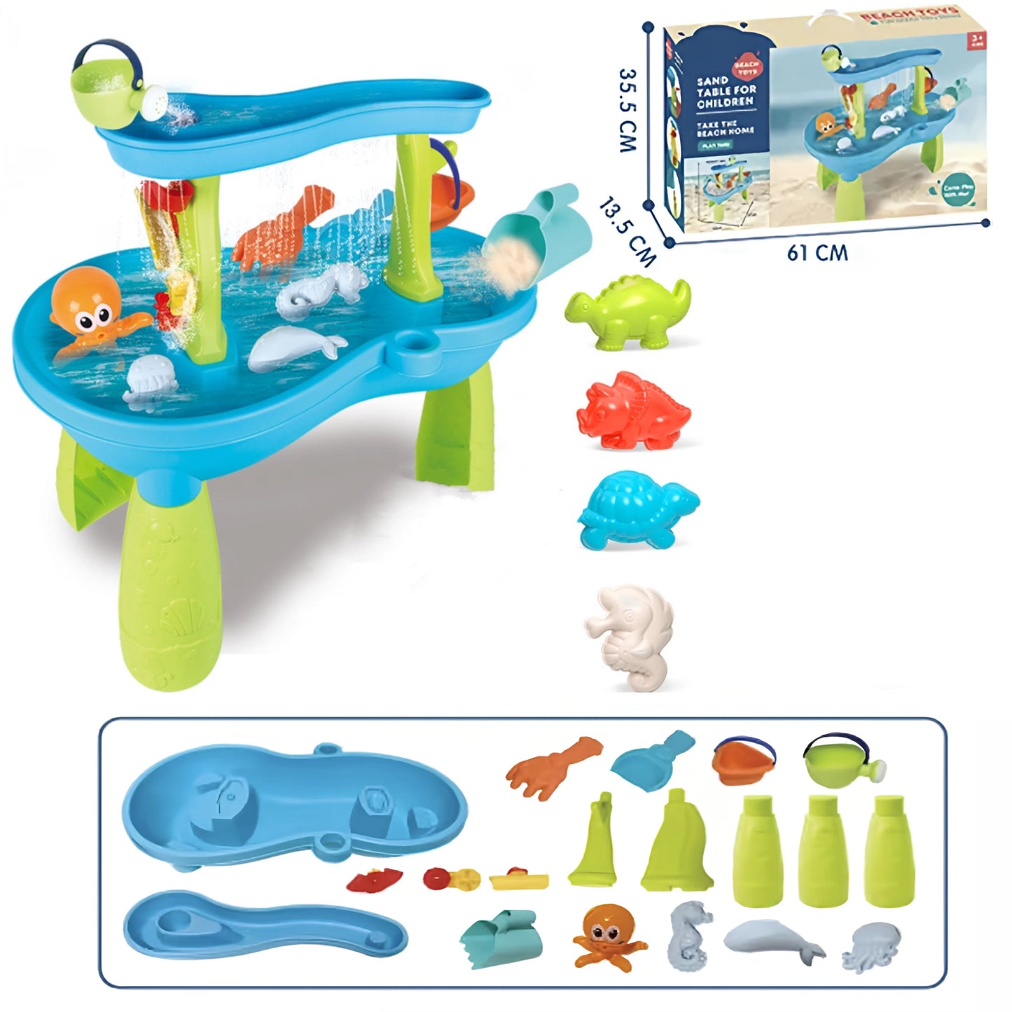 Kids Water Table for Toddlers 1-3, Rain Showers Splash Pond 2-Tier, Outdoor Playset for Toddlers, Backyard Summer Water Toys Sen