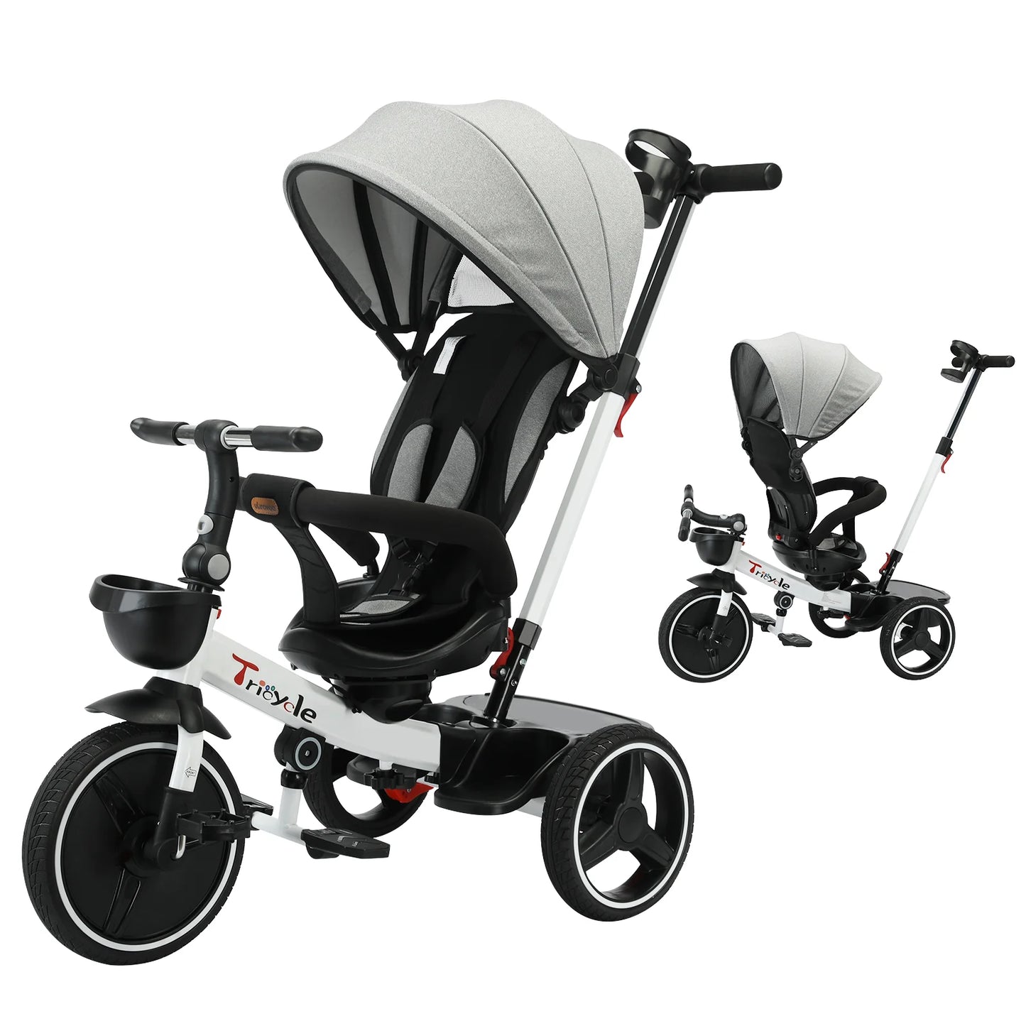 Ubravoo Baby Stroller Tricycle Ride Bike , 5-in-1, Adjustable Canopy