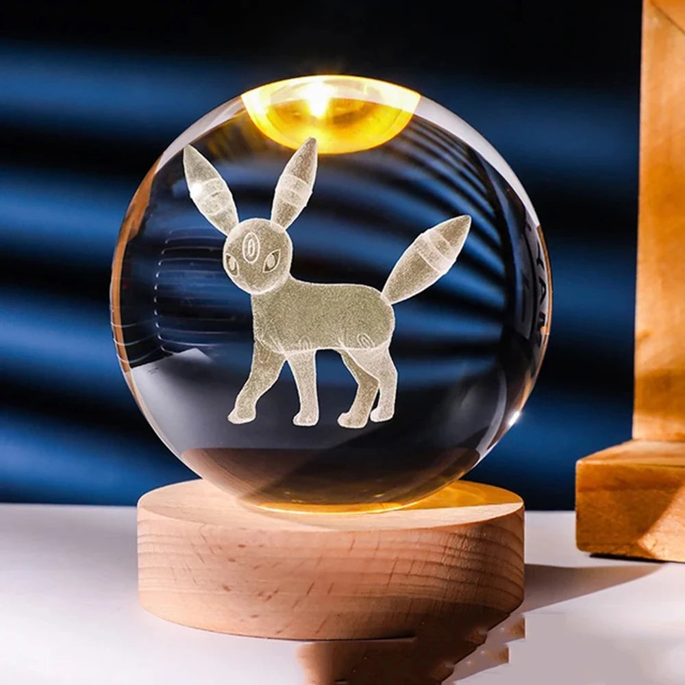 6CM 3D Crystal Ball Night Light Decoration Sanrio Kuromi Hello Kitty Children's Night Lamp Action Figure Glow Toy Birthday Gift