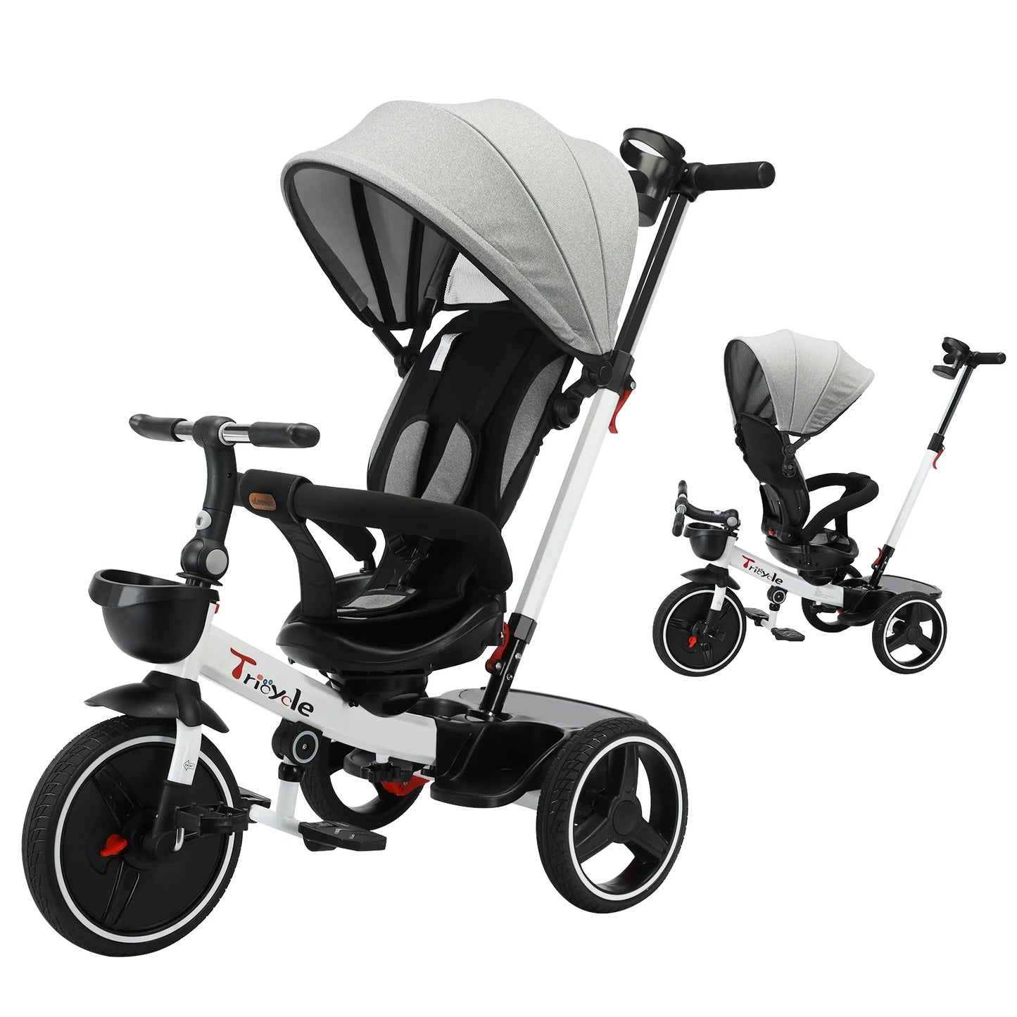 Ubravoo Baby Stroller Tricycle Ride Bike , 5-in-1, Adjustable Canopy