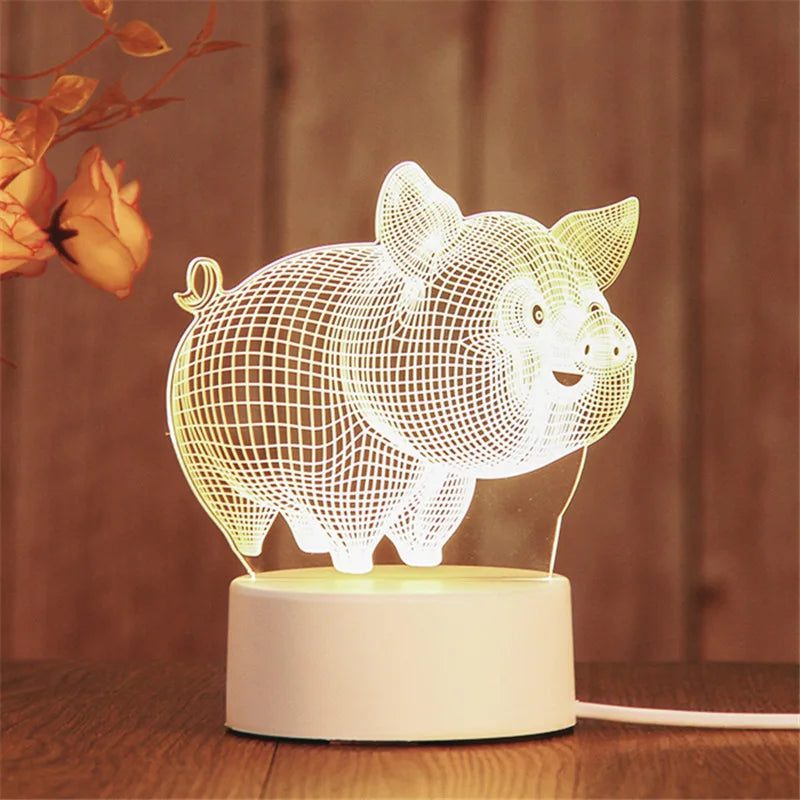 Romantic 3D Led Lamp warmwhite Acrylic LED Night Lights for Bedroom Decoration Kids Children's Bedside Lamp Wedding Party Favors