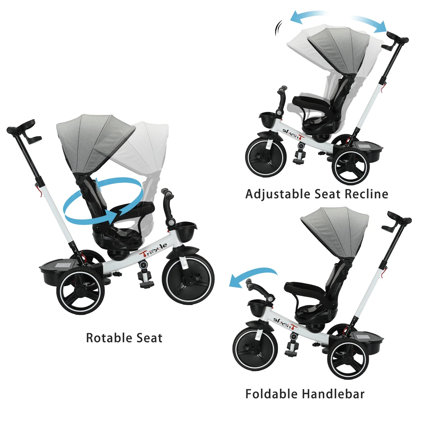 Ubravoo Baby Stroller Tricycle Ride Bike , 5-in-1, Adjustable Canopy