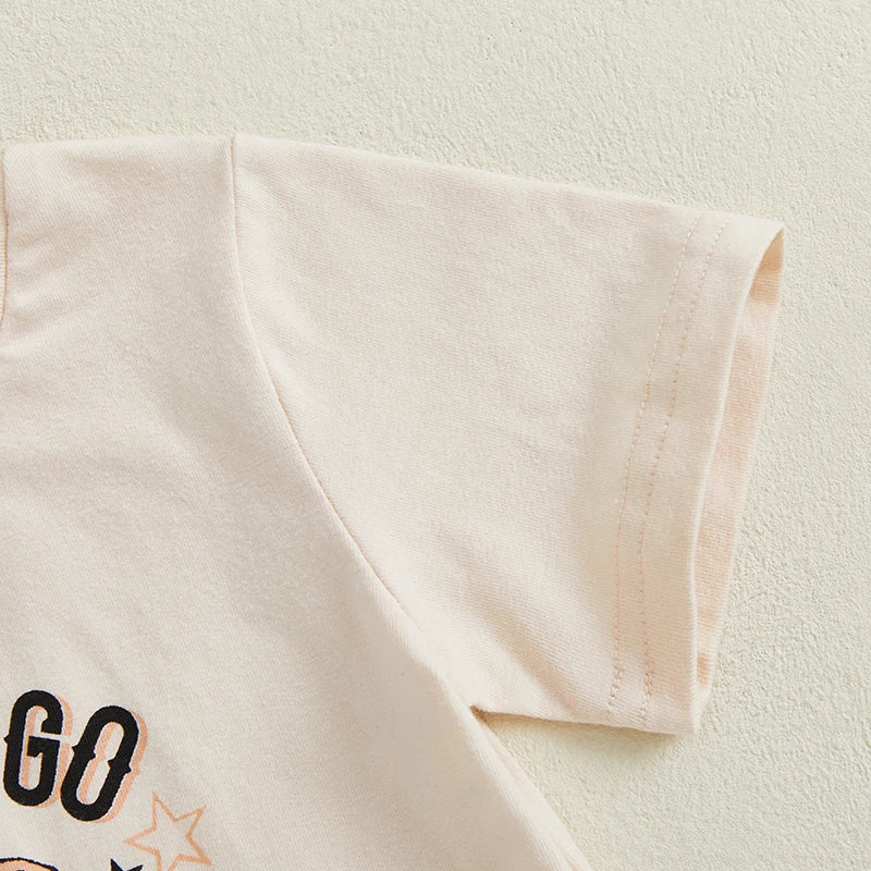 Girls Shorts Set Short Sleeve Crew Neck T-shirt with Shorts