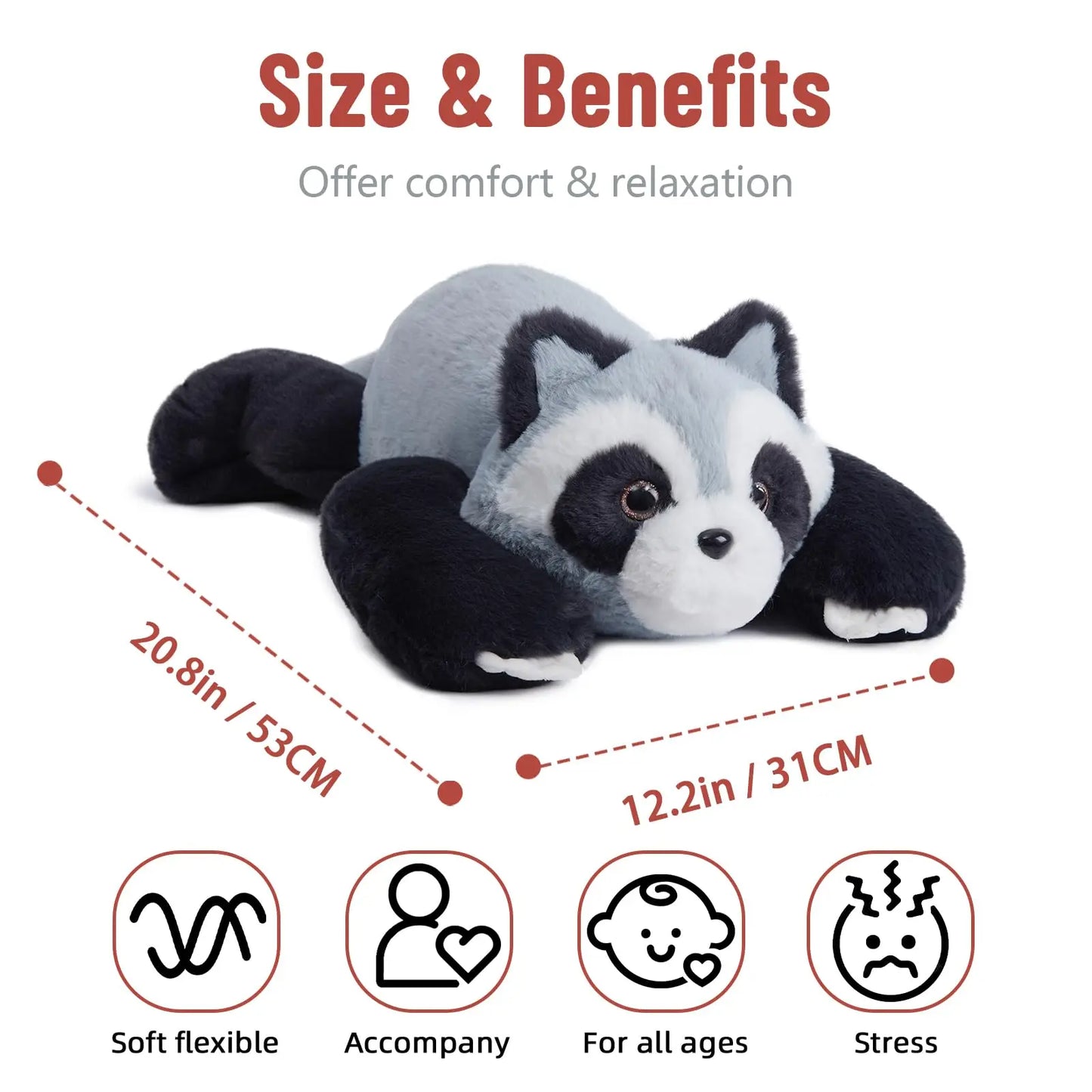 20in 3.3lb Weighted Raccoon Plush Toy
