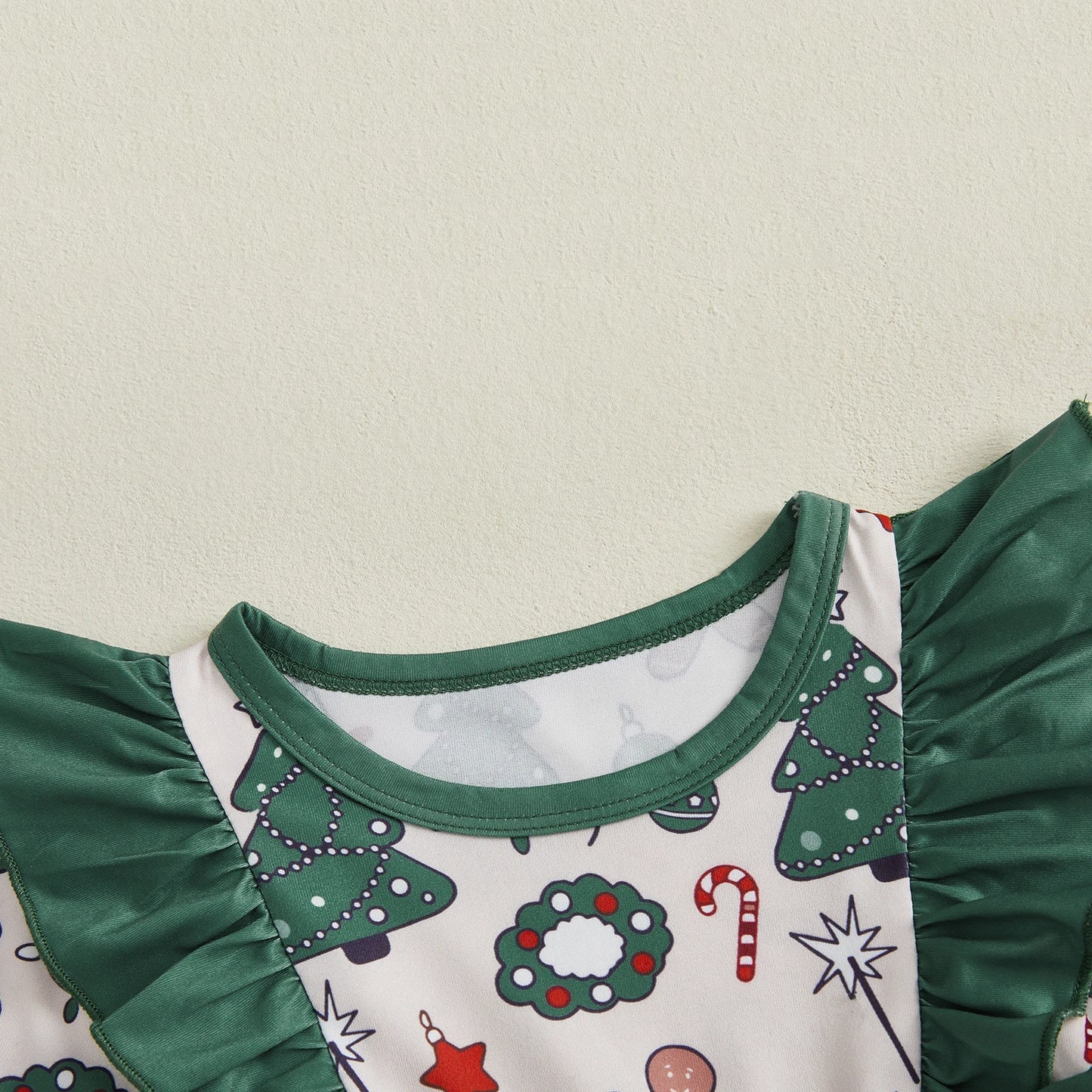 Kid Girls Christmas Outfit, Long Sleeve Tree Print