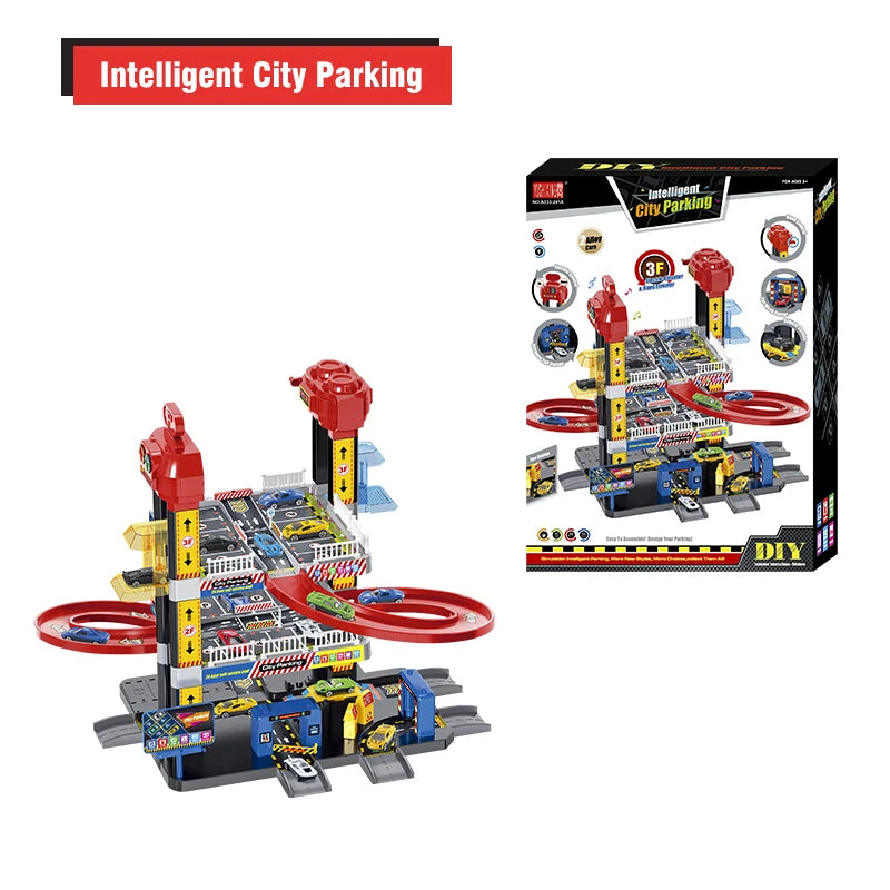 Large Track Parking Lot 3 Floor Car Toy Racing Rail Car Train Track