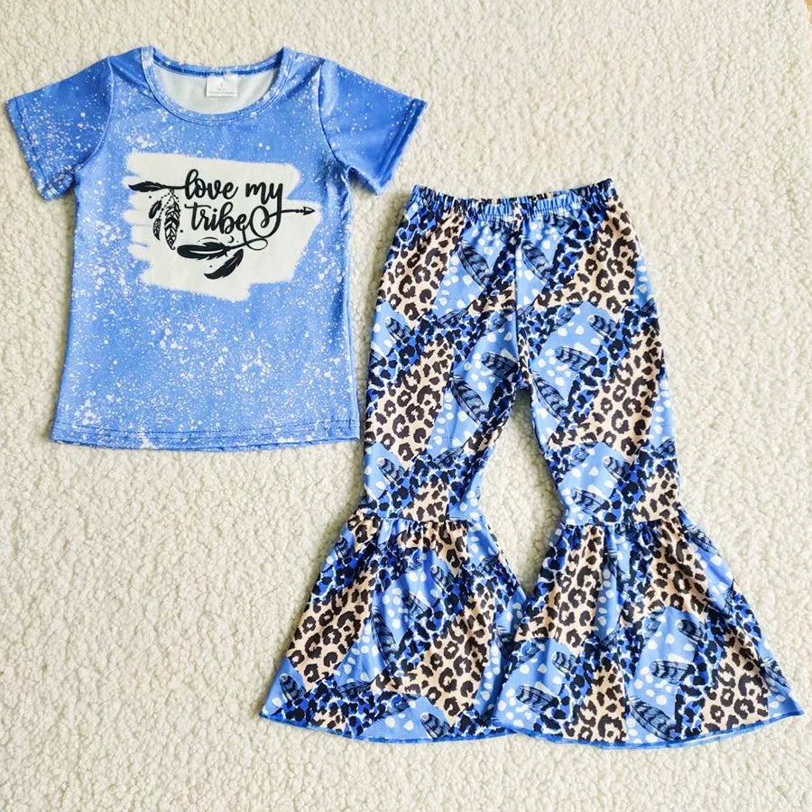 Hot Sale Baby Girls Clothes Short Sleeve Tops Bell Pants Sets Western Kids Clothes Fashion Toddler Girls Clothing Wholesale New