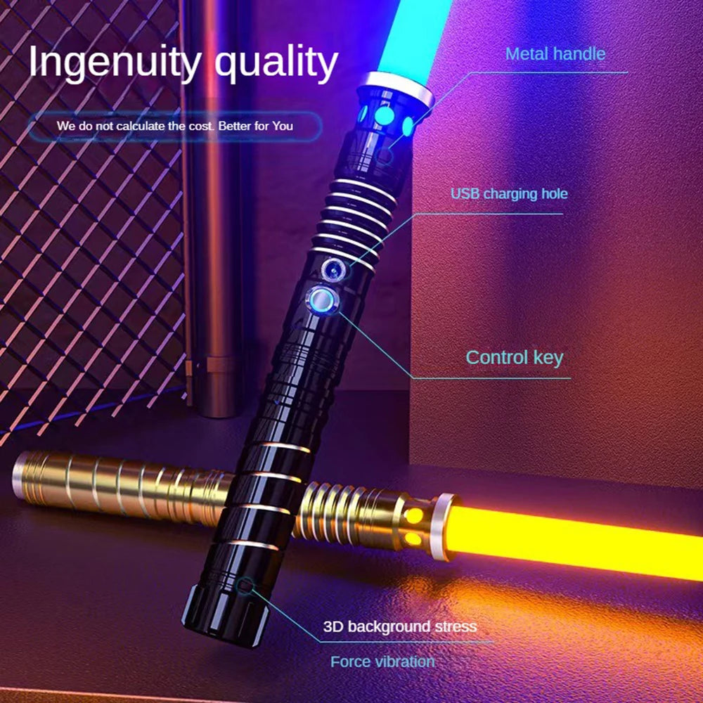 Light Up Saber Metal Sword RGB 16 Colors, 2 In 1 Light Sword Toy