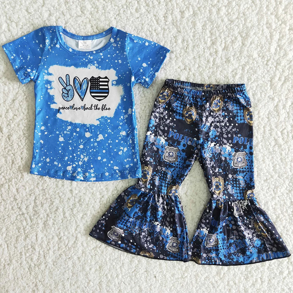 Hot Sale Baby Girls Clothes Short Sleeve Tops Bell Pants Sets Western Kids Clothes Fashion Toddler Girls Clothing Wholesale New