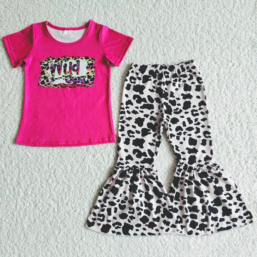 Hot Sale Baby Girls Clothes Short Sleeve Tops Bell Pants Sets Western Kids Clothes Fashion Toddler Girls Clothing Wholesale New