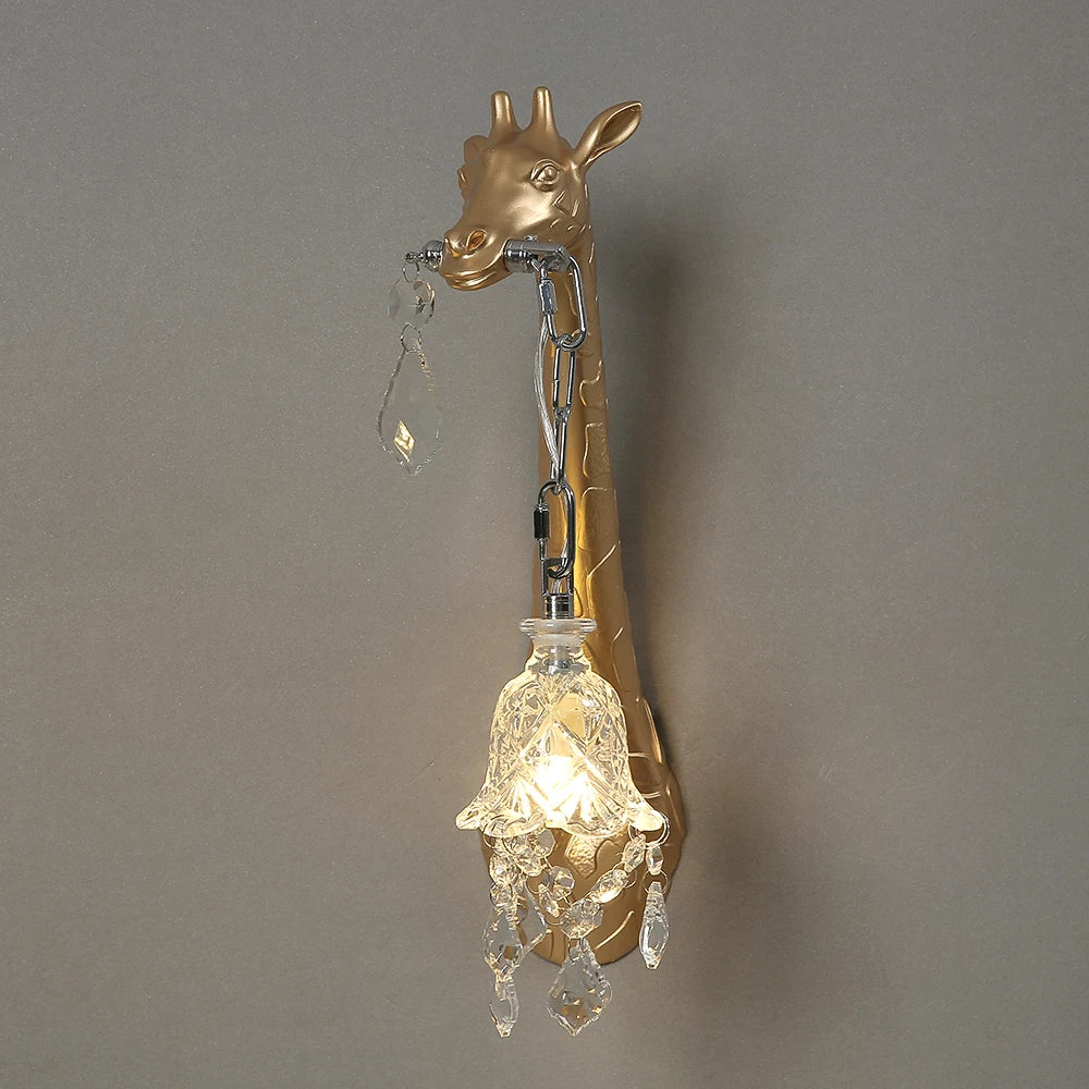 Hot sales Resin Giraffe LED Wall Lamp For Bedside Lighting Corridor Living Room Decor Light G9 Bulb Golden Lamp Body
